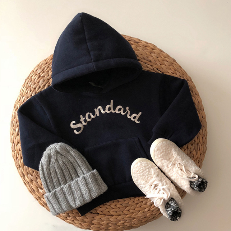 Conyson 2021 Wholesale kids fleece baby hoodie custom logo plain thick baby boy girl clothes sweatshirts boys hoodies