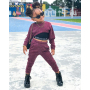 Conyson fashion New Casual Long Sleeve round neck ribbon letter jacket and pants 2pcs Toddler Girls Boutique Outfits set