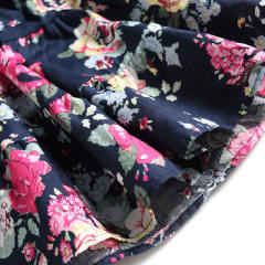 Girls Denim Floral Dress Summer Party Dress with Belt Children Flying Short Sleeve Casual Clothing Baby Girl Kids Fashion Outfit