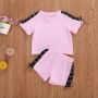 Conyson Wholesale Hot New Kids Clothes Children Summer Baby Little Girls Short Sleeves T-shirt Shorts String Design Clothing Set