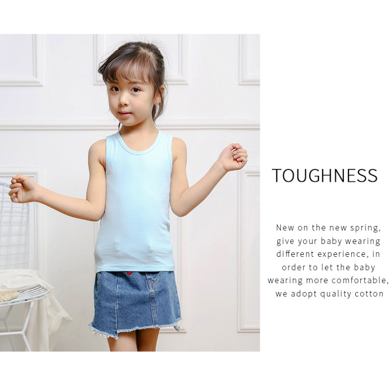 Summer Custom Design Solid Color O-Neck Waistcoat Baby Girl Vest Tank Top Girls Knitted Sleeveless Baby Top