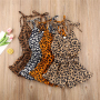 Conyson Summer Infant Baby Girls Clothing Leopard Overalls 4 Colors Sleeveless Button Shorts Jumpsuits Fashion Outfits
