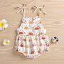 Wholesale Newborn Kid Summer Girls Rompers One Piece Sleeveless Belt Flowers Print Strap Jumpsuits baby rompers