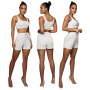 Conyson Hot Solid Color Double Layer Vest Suit Popular Sports Sleeveless Stitching Ladies Vest Sports Suit Two Piece Pants Set
