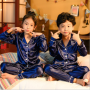 Quick Dry Breathable Printed Custom Silk Long Sleeve Kids Summer Boys Girls Spring Silk Pajamas Satin Sleepwear Set