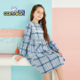 New fashion cotton checker nighty sleeping dress for girls