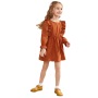 Conyson Wholesale New Kids Clothes Casual Minimalist Style Solid Linen Lace Summer Girls Clothing Ruffles Dot Little Girls Dress