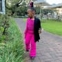 Conyson Kids Spring Autumn Children's Clothing Wholesale 2pcs Hot Pink+Black Patchwork Suit Girs Splice suit Baby Clothing Set