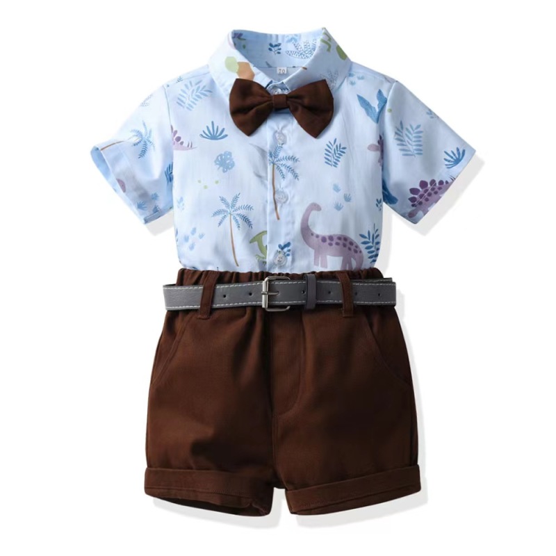 Conyson Stocks Lots Wholesale Europeon Style Summer Short Sleeve Cotton New Fashion Casual 2 Piece Children Boys Set Clothes