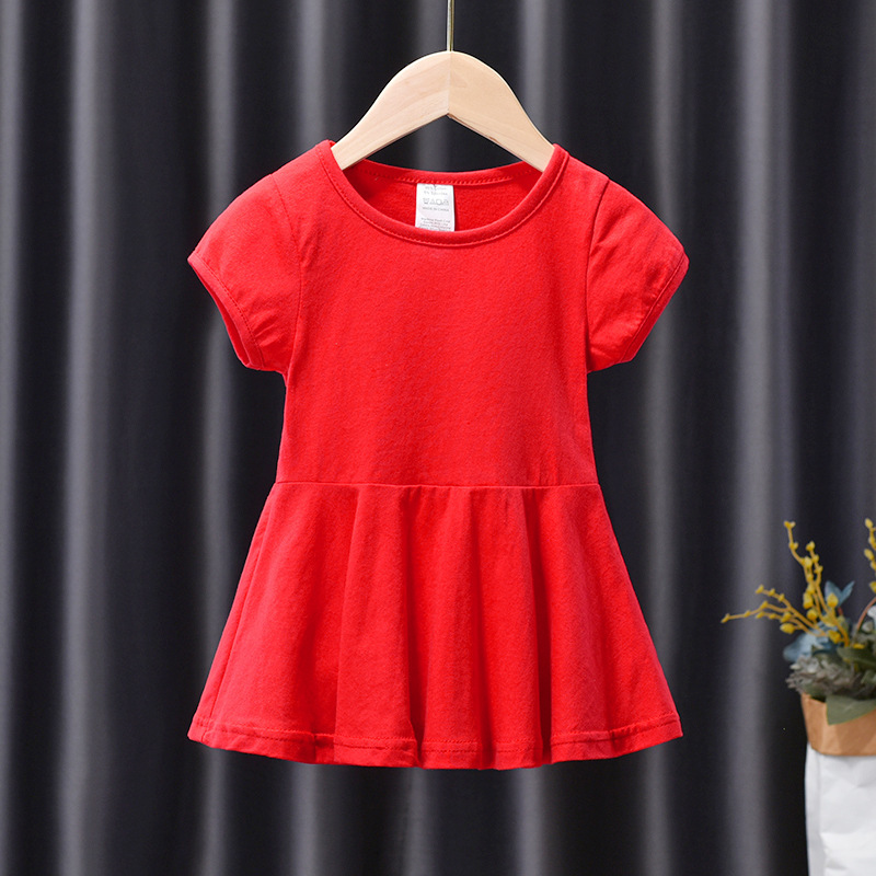 Vestido infantil de algodão personalizado, modelo princesa, para meninas, estilo coreano, ideal para o verão, com logo personalizado e em alta demanda.