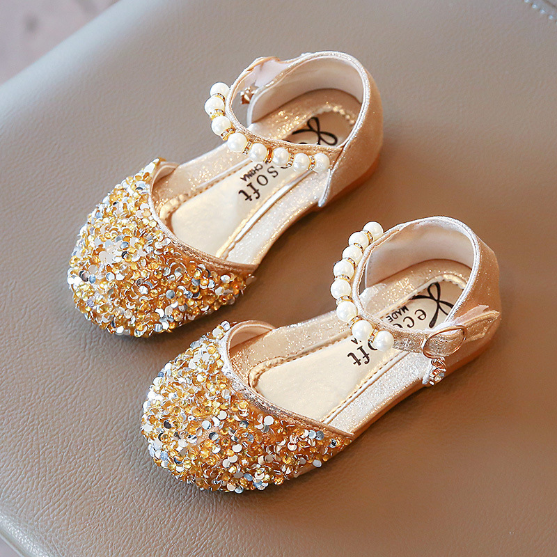 Conyson summer hot sale new fashion korean toddler size 21-36 Children's baby sequins pearl shoes kids girl shine dancing shoes