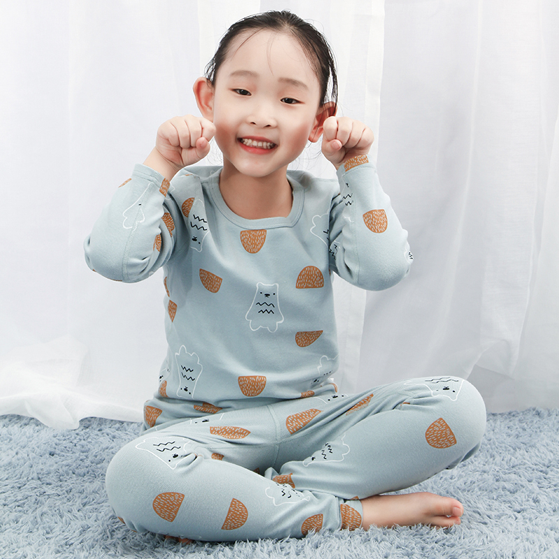 Conyson Wholesale Winter Long Sleeve Simple Style Printing Kids Christmas Gift 2Pcs Infant and Toddler Pajamas for Boys