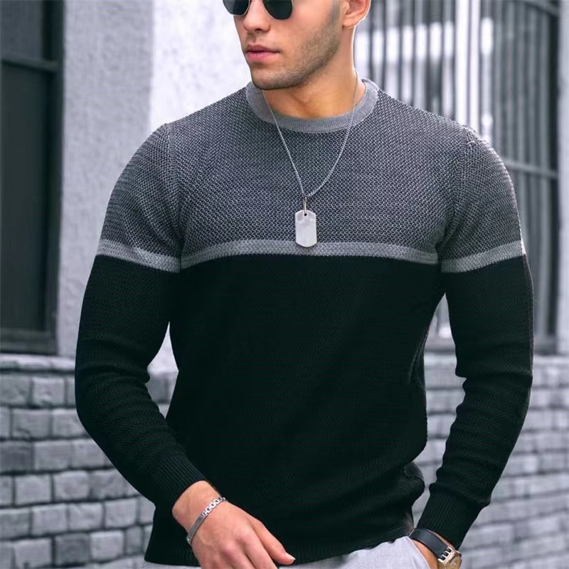 Conyson Wholesale High Quality Spring Autumn Men's Plain Stripe O-Neck White Tee Shirt Blanks Oversized Knitting Men's T-shirts