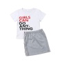 Hot Sale Fashion New Style Summer Kid Girls T Shirt Skirt Girls Outfits Clothing Set Two Piece Clothing Printing Kids Girls