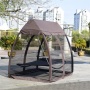 Yoho 3-seat patio swing bed outdoor garden swing bed movable sun-house hammocks with Multifunction