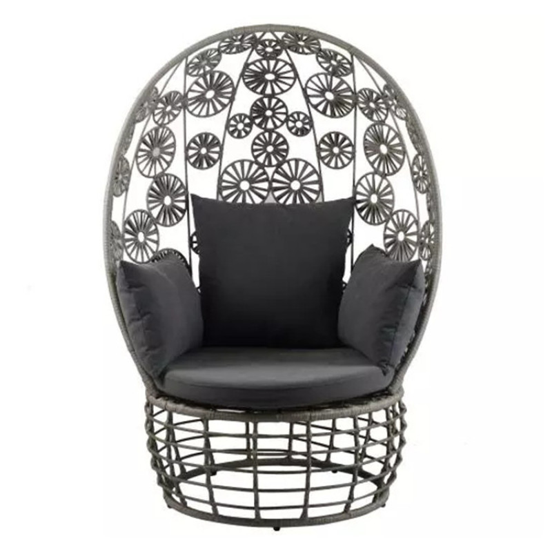 Outdoor garden sofa chair Steel Frame wricker rattan metal throne chairs