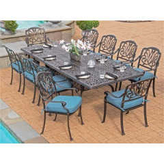 Cast aluminum furniture outdoor patio 7pc dining set all aluminum table and chairs