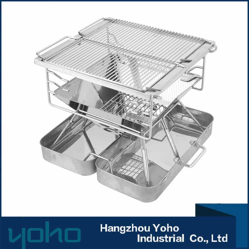 YOHO bbq charcoal grill outdoor stainless steel folding fire bowl bbq grill