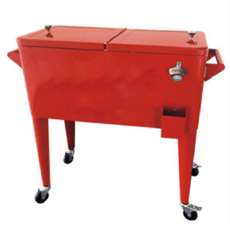 YOHO Hot Sale Metal Camping/Party cooler cart Beverage /beer/wine/drink cooler Ice Bucket with storage lid