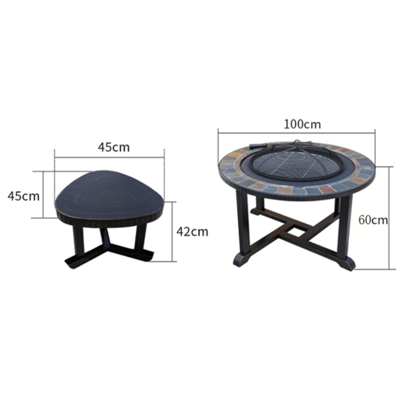 Outdoor garden patio  outdoor fire pit gas Burning bbq brazier charcoal fire pit table and chairs