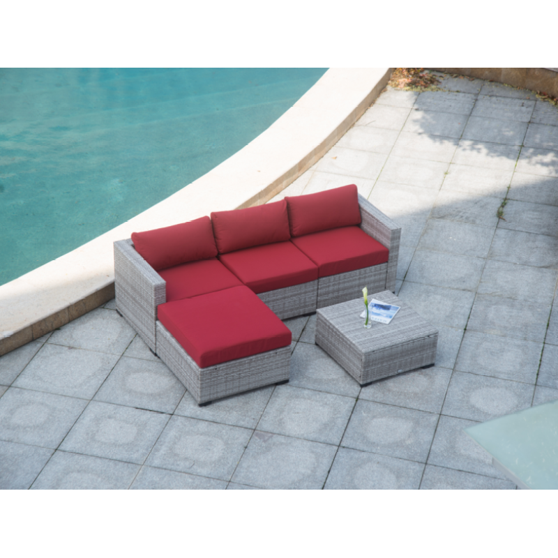 All weather 5pcs modern sofa set furniture luxury rattan sofa set wicker patio sectional corner sofa furniture