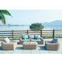 Outdoor garden luxury Rattan furniture wicker couch conversation corner sectional sofa with cushion