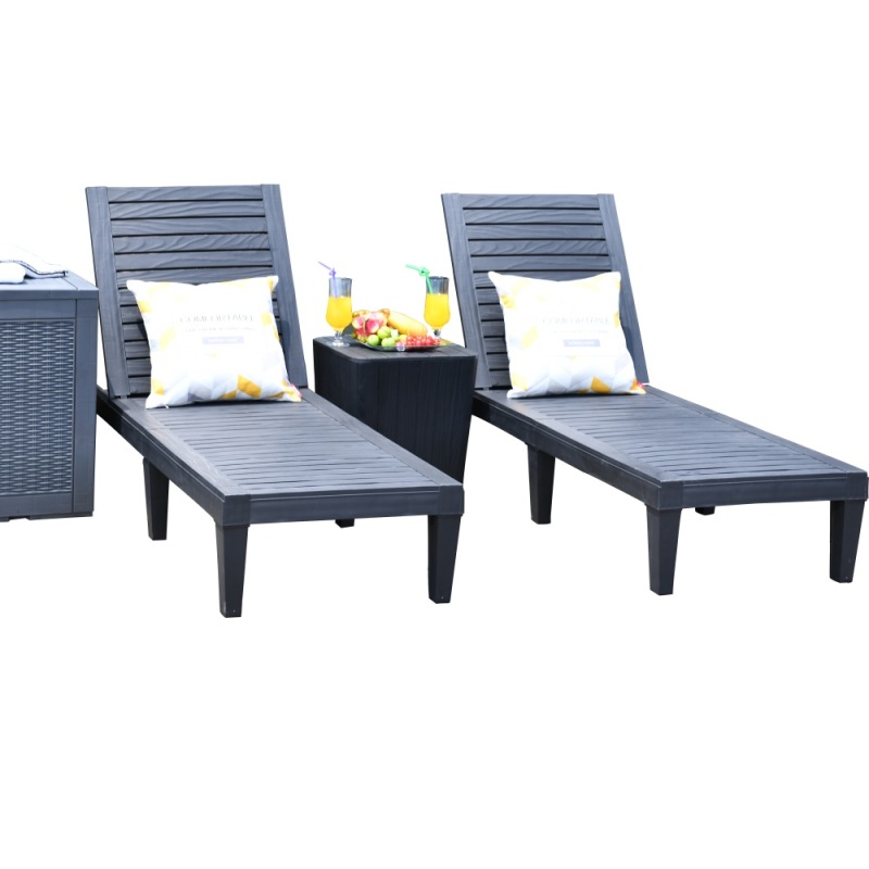 Outdoor KD Aluminum PE wicker rattan sun lounger with wheel beach pool garden sunlounger