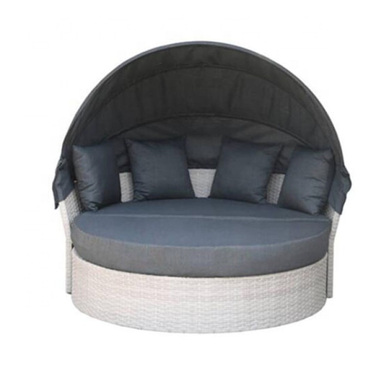 Sun Bed Unique Day Bed with Canopy Wicker Garden Patio Round Rattan Sunbed Outdoor Sun Lounger Outdoor Furniture Modern T/T, L/C