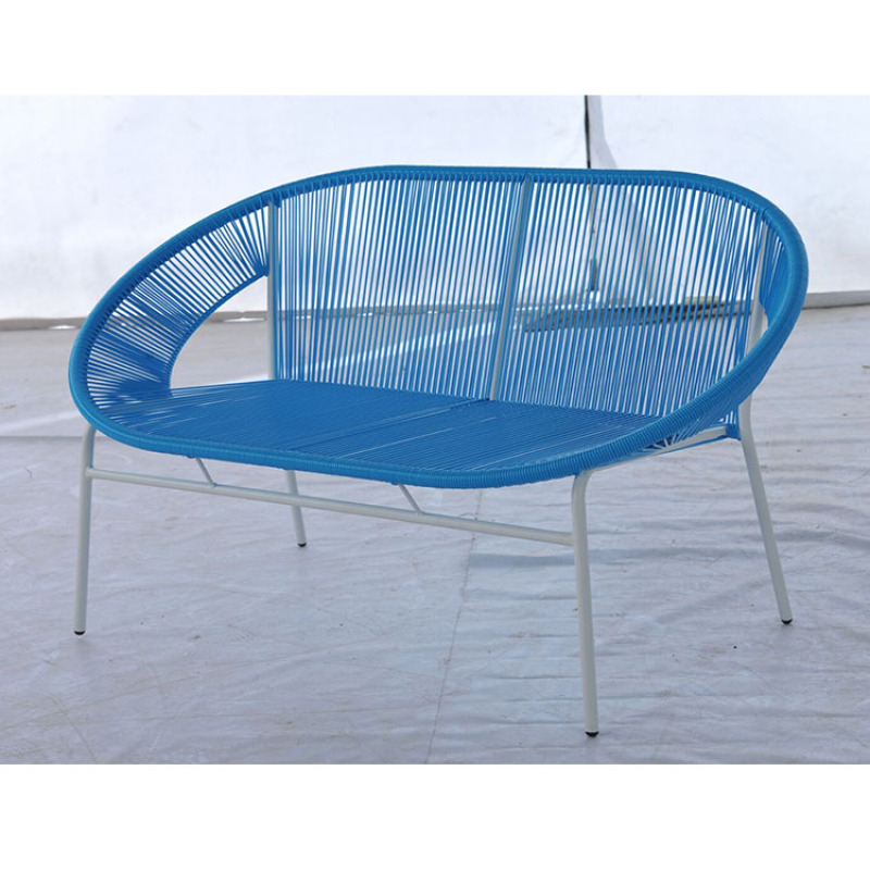 Multi-color Rattan Wicker Long Acapulco Chair Two Seat Bench Garden Chair Outdoor Furniture  with Material Steel Tube and Rattan