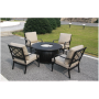 Luxury Outdoor gas FIrepit table set 5pcs modern design family gathering steel fire burner place patio garden party