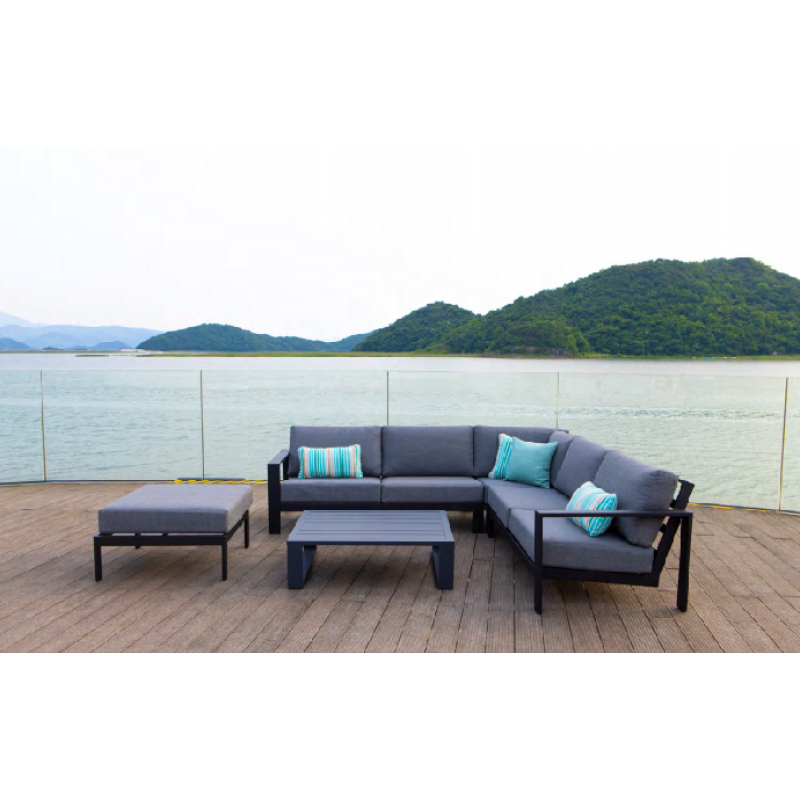 YOHO 7 Pcs Outdoor Aluminum sofa set Garden Patio Simple Classic Leisure sectional Sofa set with Back