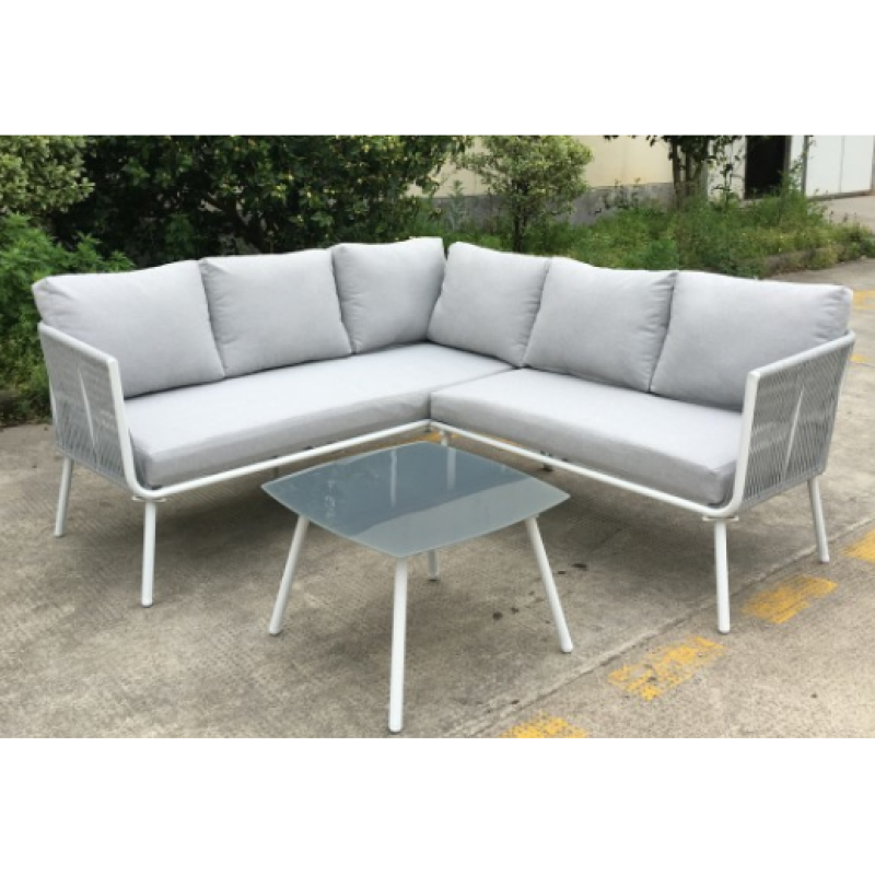 outdoor aluminum furniture quality rattan garden KD sofa and table set with 5 seater