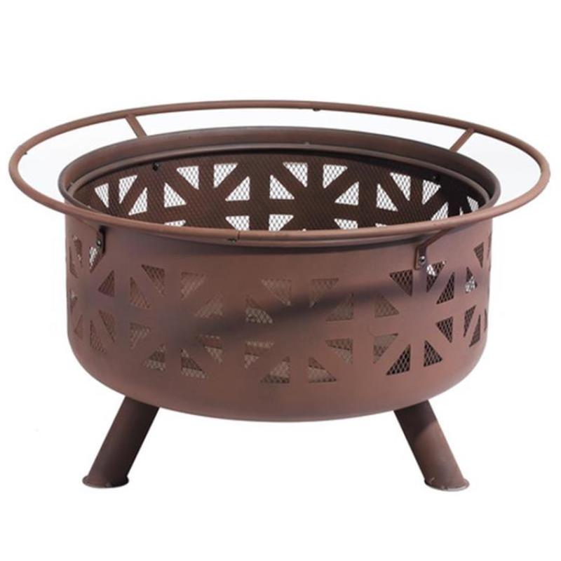 Garden Round Fire Pit Outdoor Fire Basket wih lid