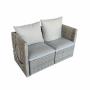 YOHO All weather OEM factory price 3pcs balcony Wricker sofa set space saved Adjustable rattan sofa