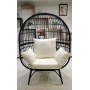New High Quality KD Aluminum  Ecofriendly  Patio Easy Cleaning  Adult Egg Round Rattan Sofa Chair with cushion
