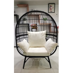 New High Quality KD Aluminum  Ecofriendly  Patio Easy Cleaning  Adult Egg Round Rattan Sofa Chair with cushion