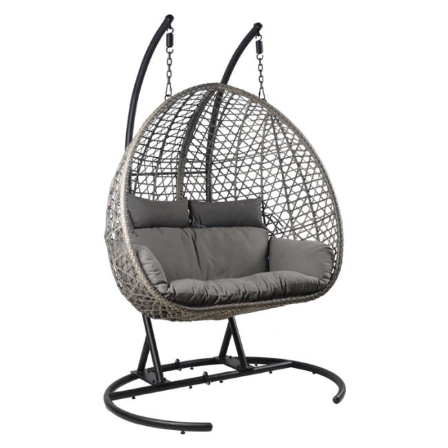Garden Patio Double Hanging Chair with Stand Balcony Backyard Egg Chair