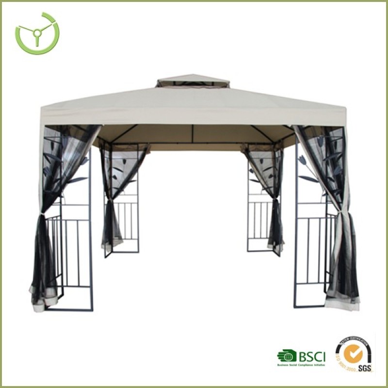 Garden winds hexagon rattan middle east market double-layered outdoor patio gazebo and pavilion