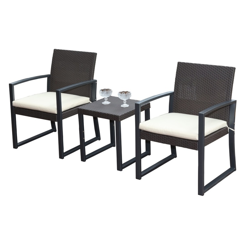 3PCS pp material bistro set outdoor  2 chairs with one table wicker pattern bistro set