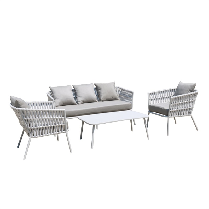 Luxury rope weave outdoor rope furniture set sofa garden 4pcs conversation sofa set