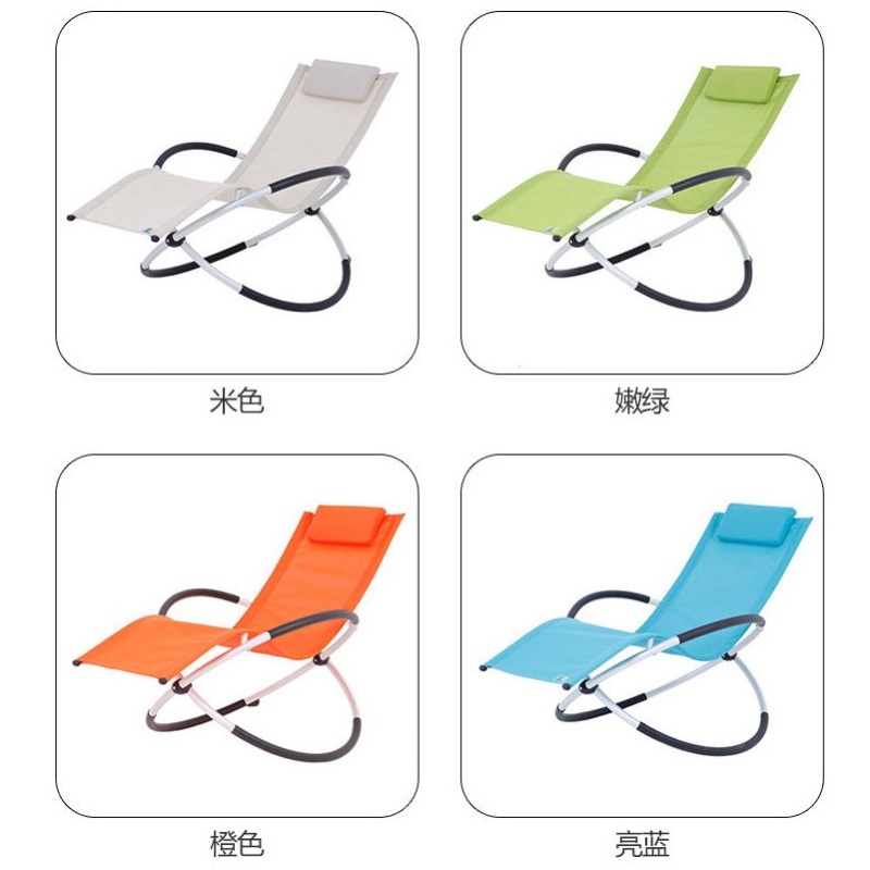 Outdoor aluminum orbital foldable lounger beach chairs with pillow recliner zero gravity KD rocking lounger rocking chair