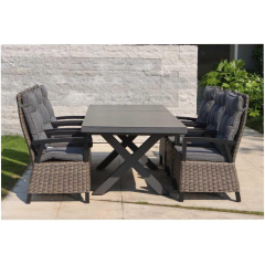 YOHO outdoor furniture Luxury Garden Patio rattan Dining set adjustable leisure chair High end stretchable table dining set