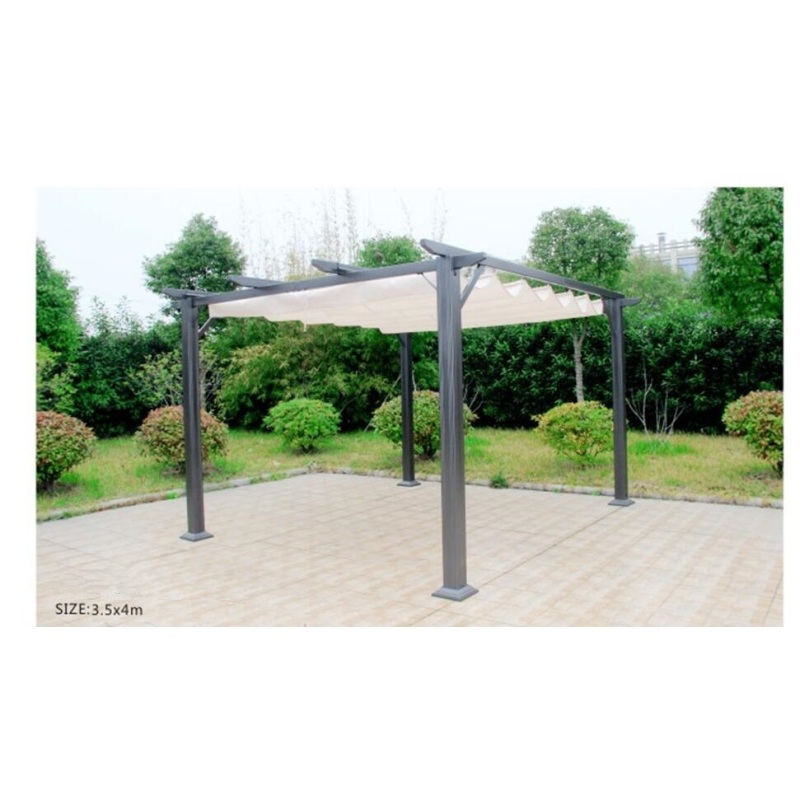 Outdoor 3*3 square garden rattan wrought iron folding gazebo