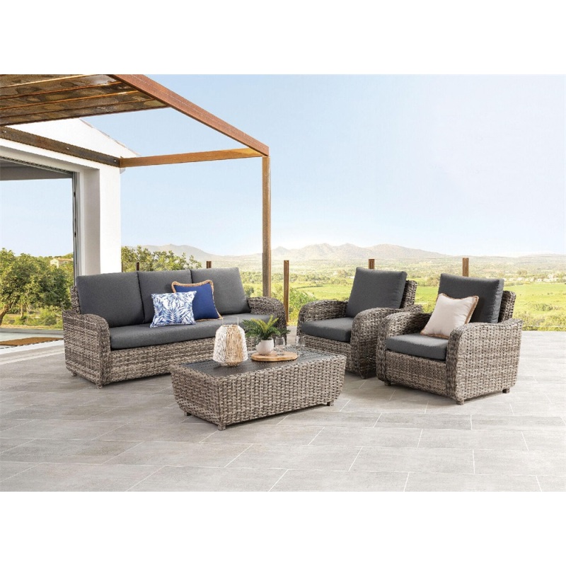 Outdoor Garden Patio 4PCS Rattan Aluminum Furniture Communication Sofas