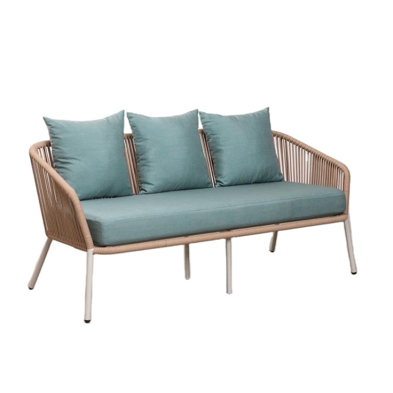 Yoho In Stock Luxury Sectional Garden Aluminum frame 3pcs L-shaped Rope corner sofa set
