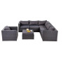 Light grey L-shaped long couch wicker braid outdoor sectional sofa lounge patio conversation set