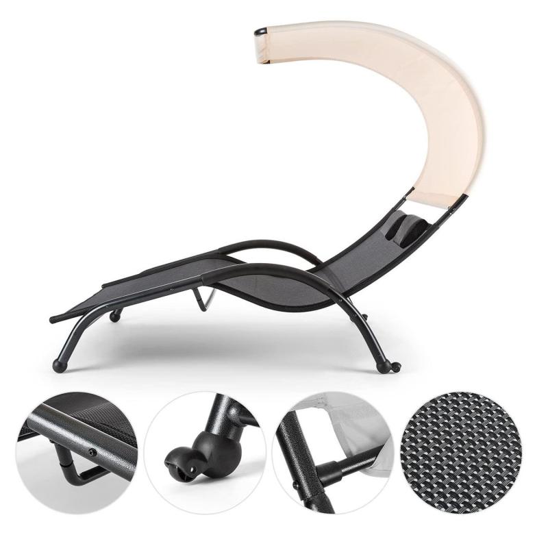 Outdoor Garden Furniture Patio Rocking Chair Double Sunbed Sun lounger with Canopy Leisure Chair