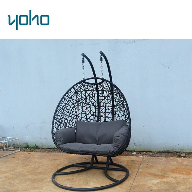 Garden Rattan Patio Wicker Egg Nest Shaped 2 Persons Seater Hammock Hanging Swing Egg Chair