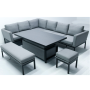 Patio Modern quick dry fabric L shaped sofa set 5 seater garden outdoor corner aluminum sofa set with height adjust table