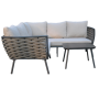 Nordic Outdoor Garden patio furniture Hot Sale Rattan aluminum sofa broad rope sectional L-shape sofa set leisurre furniture